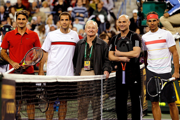 Federer Sampras Laver Agassi Nadal BNP Paribas Open on March 12, 2010 in Indian Wells, California. - Hit for Haiti